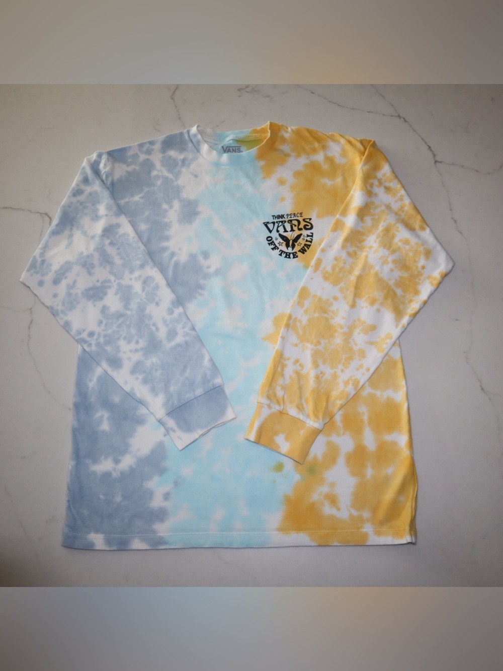Vans Tie-Dye Long Sleeve Tee - Blue & Yellow Medium